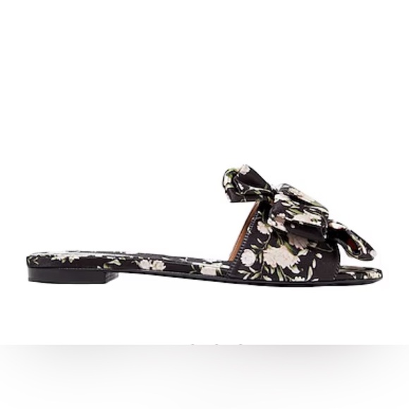 Johanna Ortiz Camilla Bow Embellished Floral Print Satin Slides Women 7.5 - Picture 1 of 10